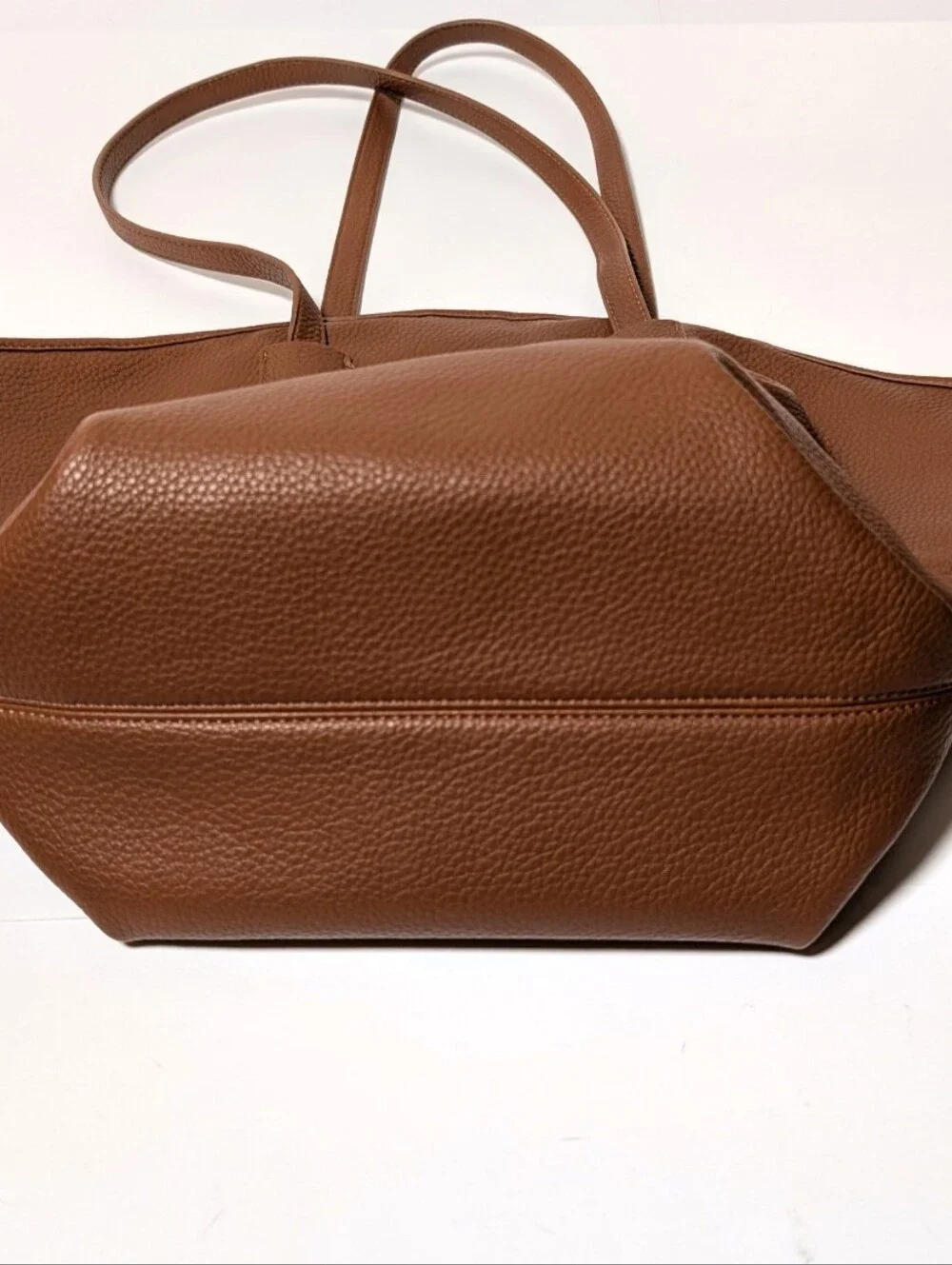 ANTHROPOLOGY Angular Pebbled Tote Classic Brown Leather Tote Shoulder Bag